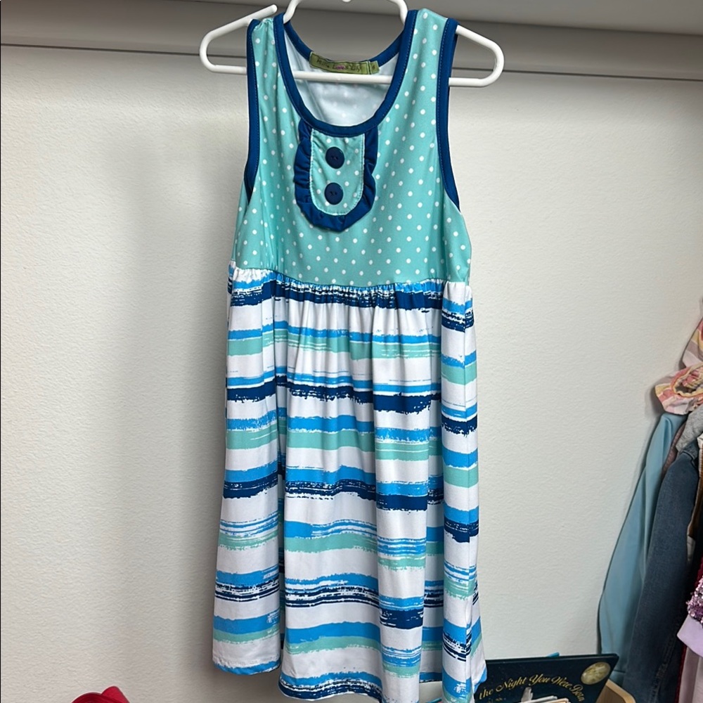 Millie Loves Lily- Blue and White Striped Kids Dress/ Size 6